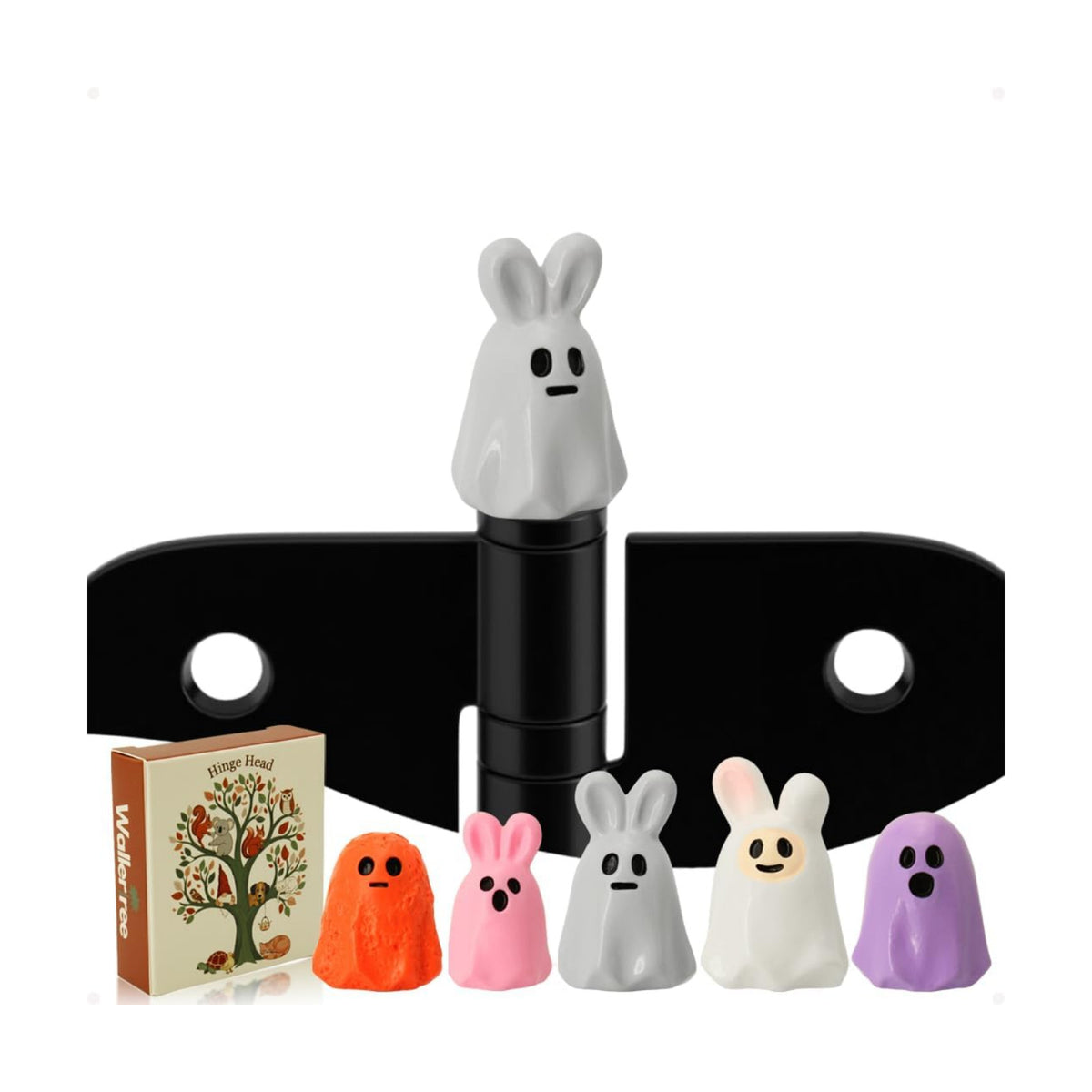 Ghost Figures Door Hinge Toppers Set of 5 - Cute Ghost Bunny Hinge Heads Decorative Topper - Magnetic Decorative Charms for Halloween Home Decor
