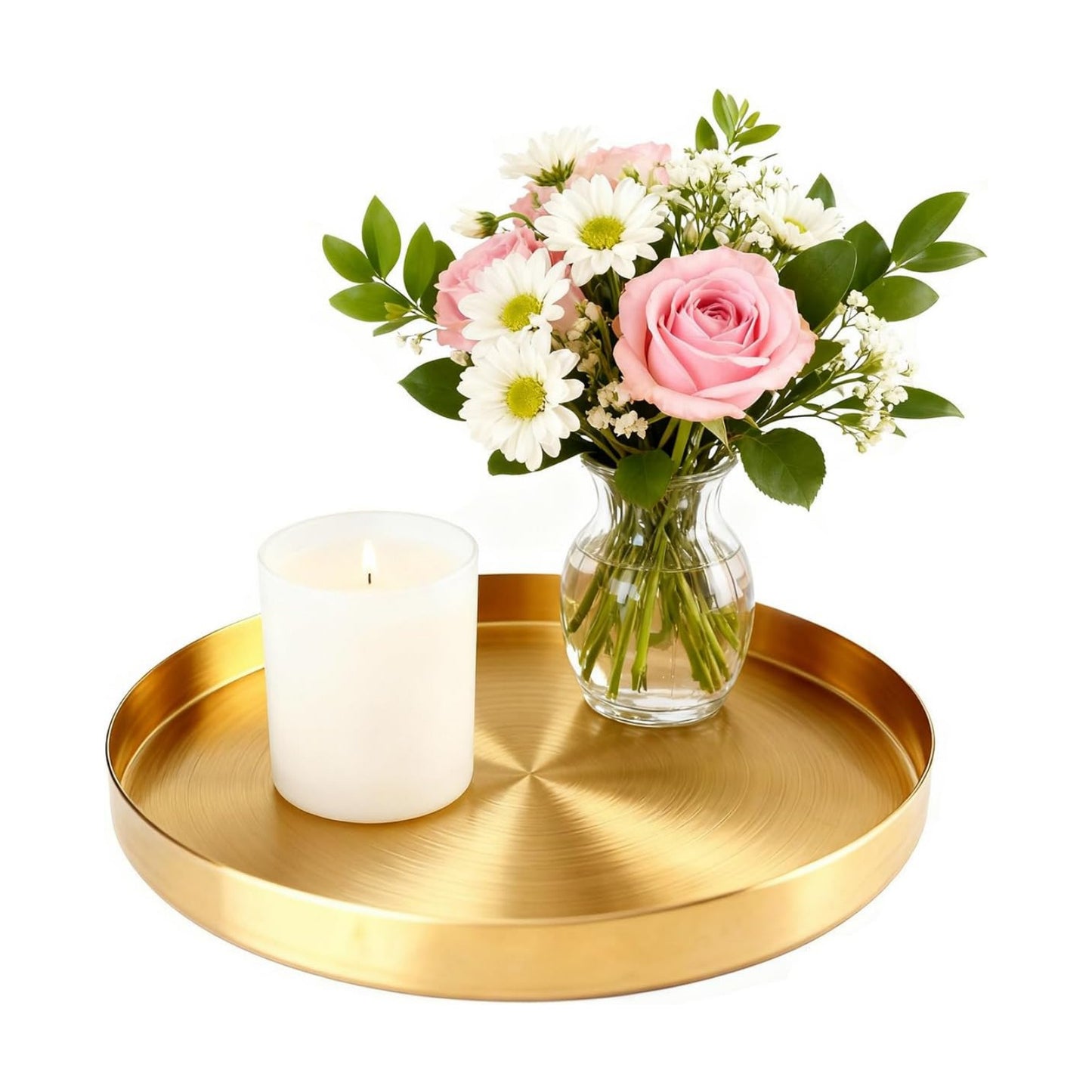 Tray Round Serving Platter / Gold / 8 x 1