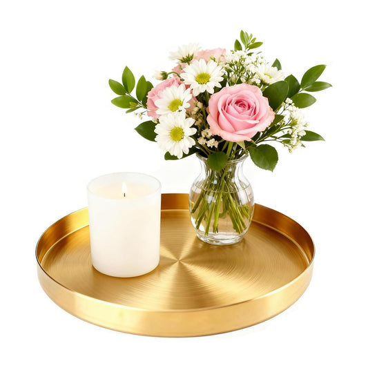 Tray Round Serving Platter / Gold / 8 x 1