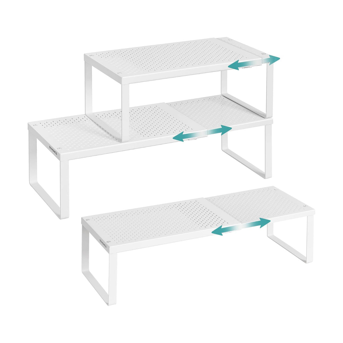 SONGMICS Spice Rack, Expandable Kitchen Countertop Shelf, Steel | Set of 3 small cupboard organizers, space-saving