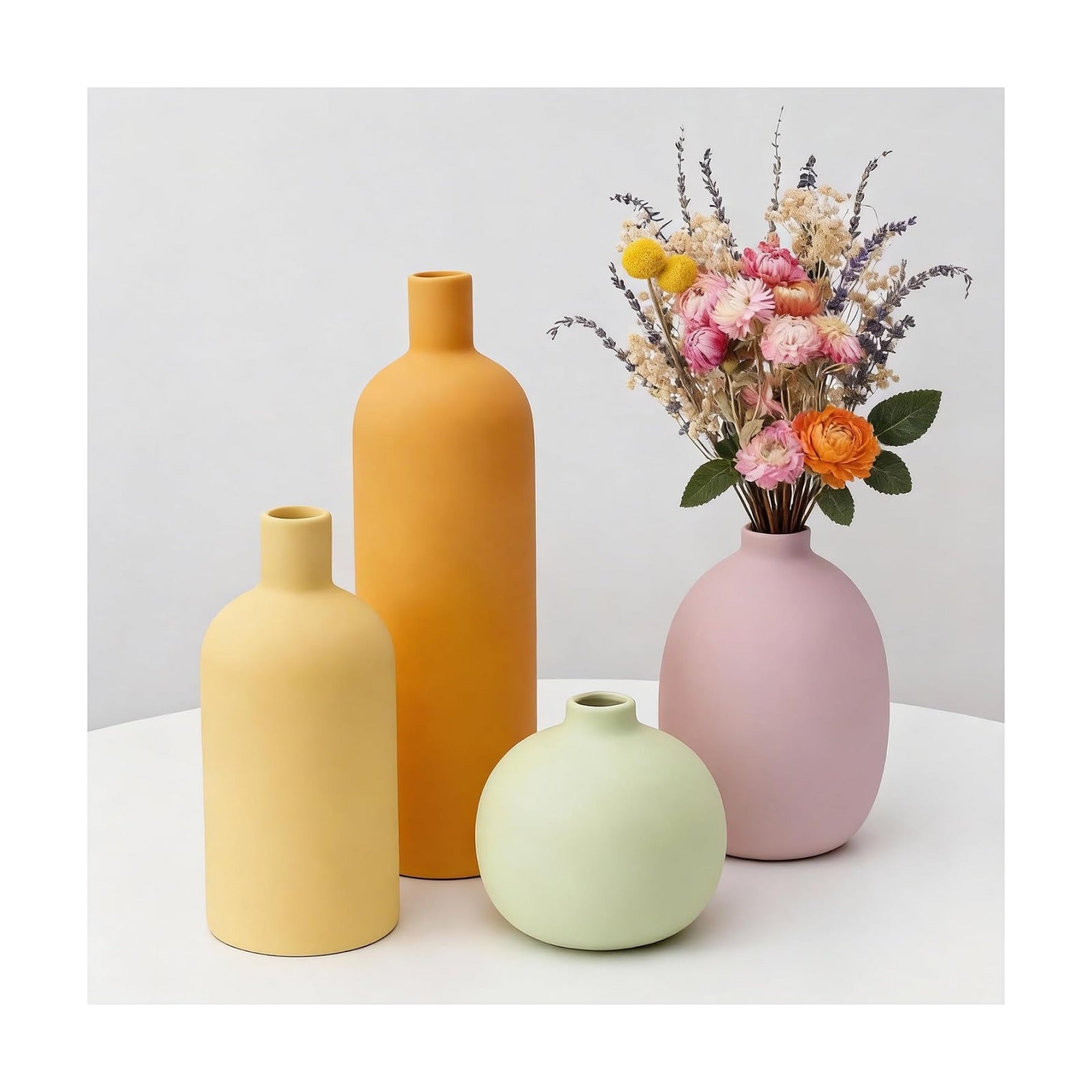 Macaron Ceramic Vase / Rustic Mix / Set of 4
