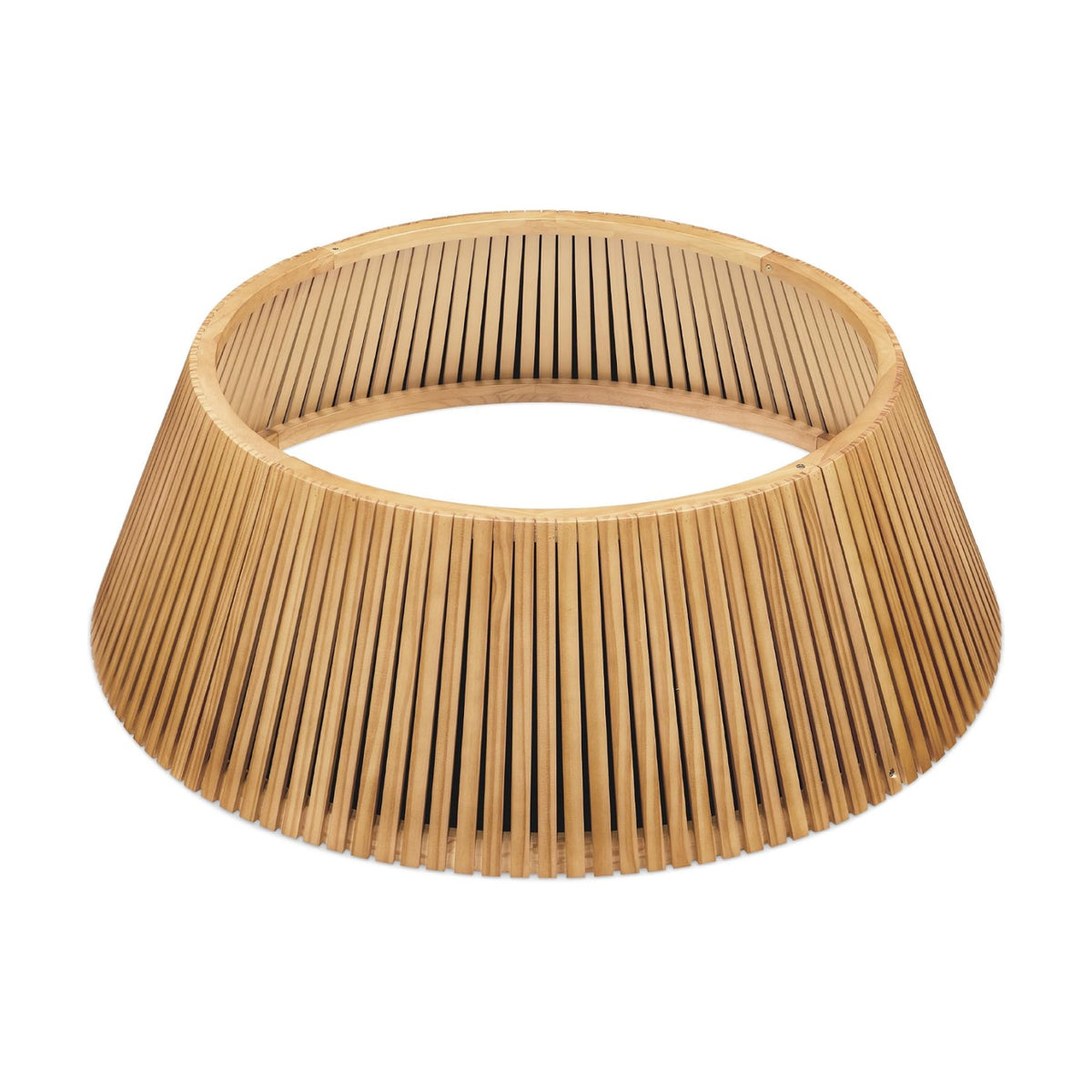 Best Choice Products Christmas Tree Collar, Solid Wood Slatted Tree Skirt Holiday Accessory for Home - Natural