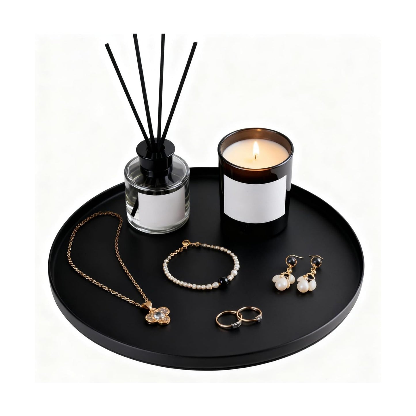 Tray Round Serving Platter / Black / 12 x 0.4
