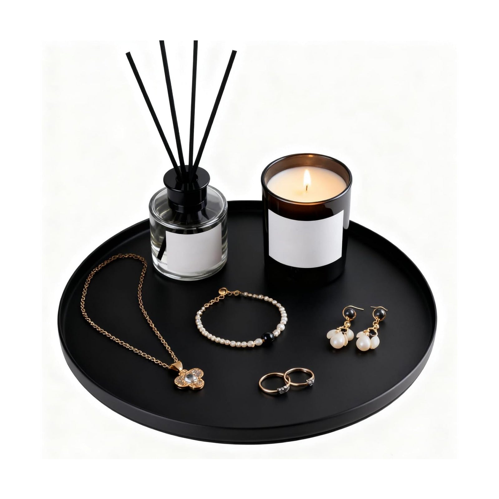 Tray Round Serving Platter / Black / 12 x 0.4