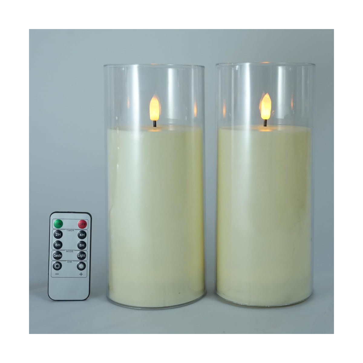Niceme 9” x 4” Large Waterproof Outdoor Flameless Candles with Remote Control Timer, Flickering LED Pillar Candles