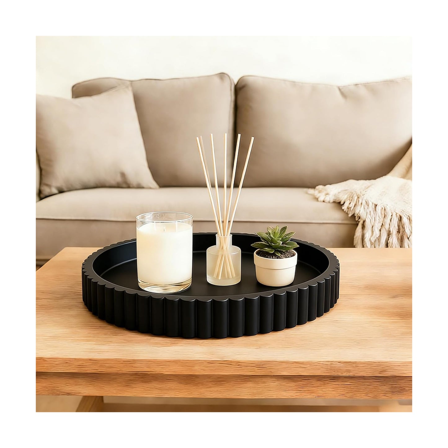 Resin Modern Table Centerpieces Decorative Trays / Black