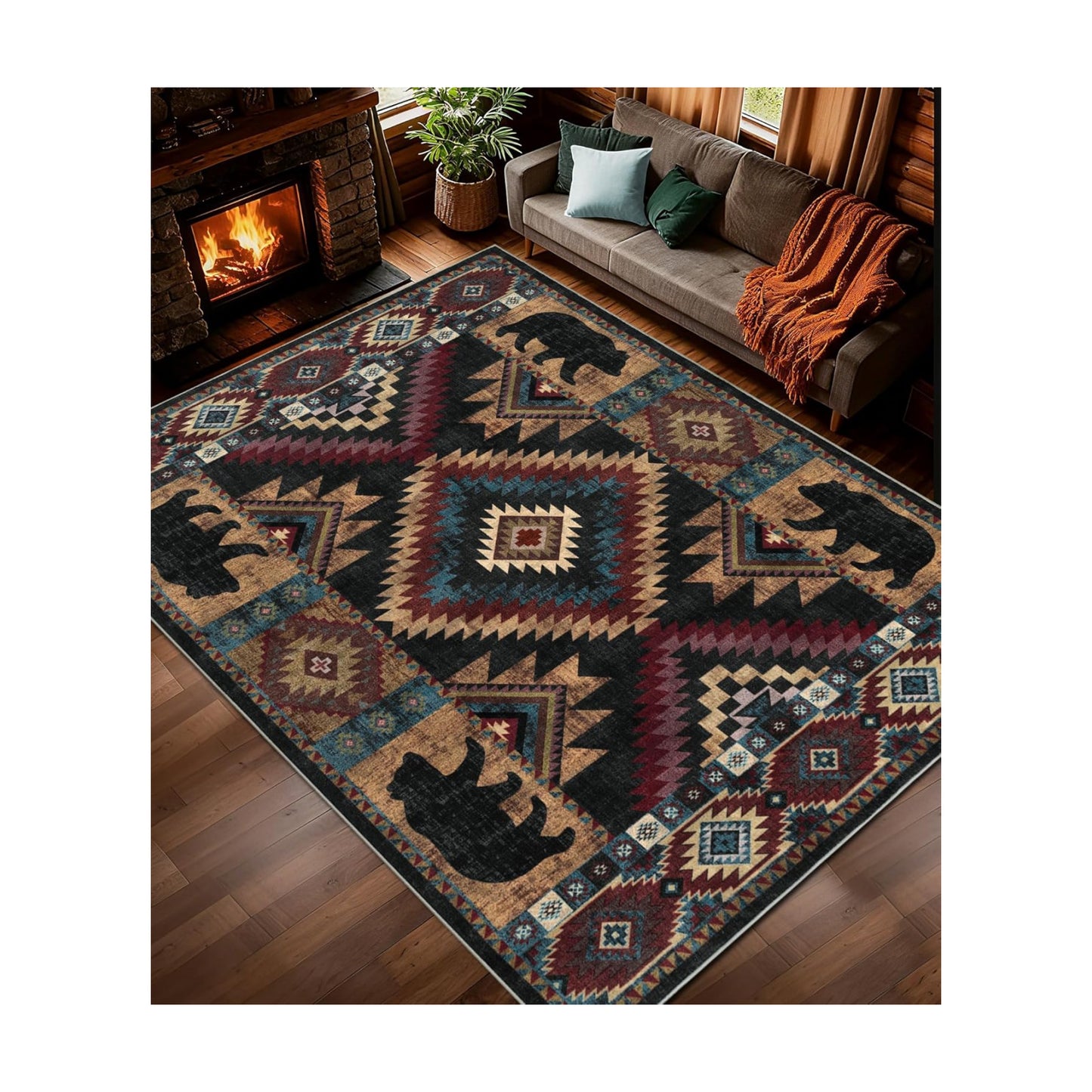 YIHOUSE 9x12 Western Cabin Area Rugs for Living Room