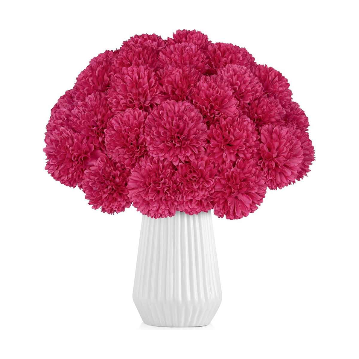 36 Pcs Artificial Chrysanthemums Flowers Hot Pink Flowers Fake Mums Silk Flowers for Christmas Wedding Floral Table Centerpiece Home Decor
