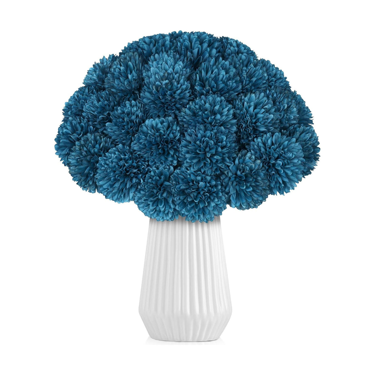 36 Pcs Artificial Chrysanthemums Flowers Silk Teal Ball Flower Fake Mums Flowers for Christmas Wedding Floral Table Centerpiece Home Decor