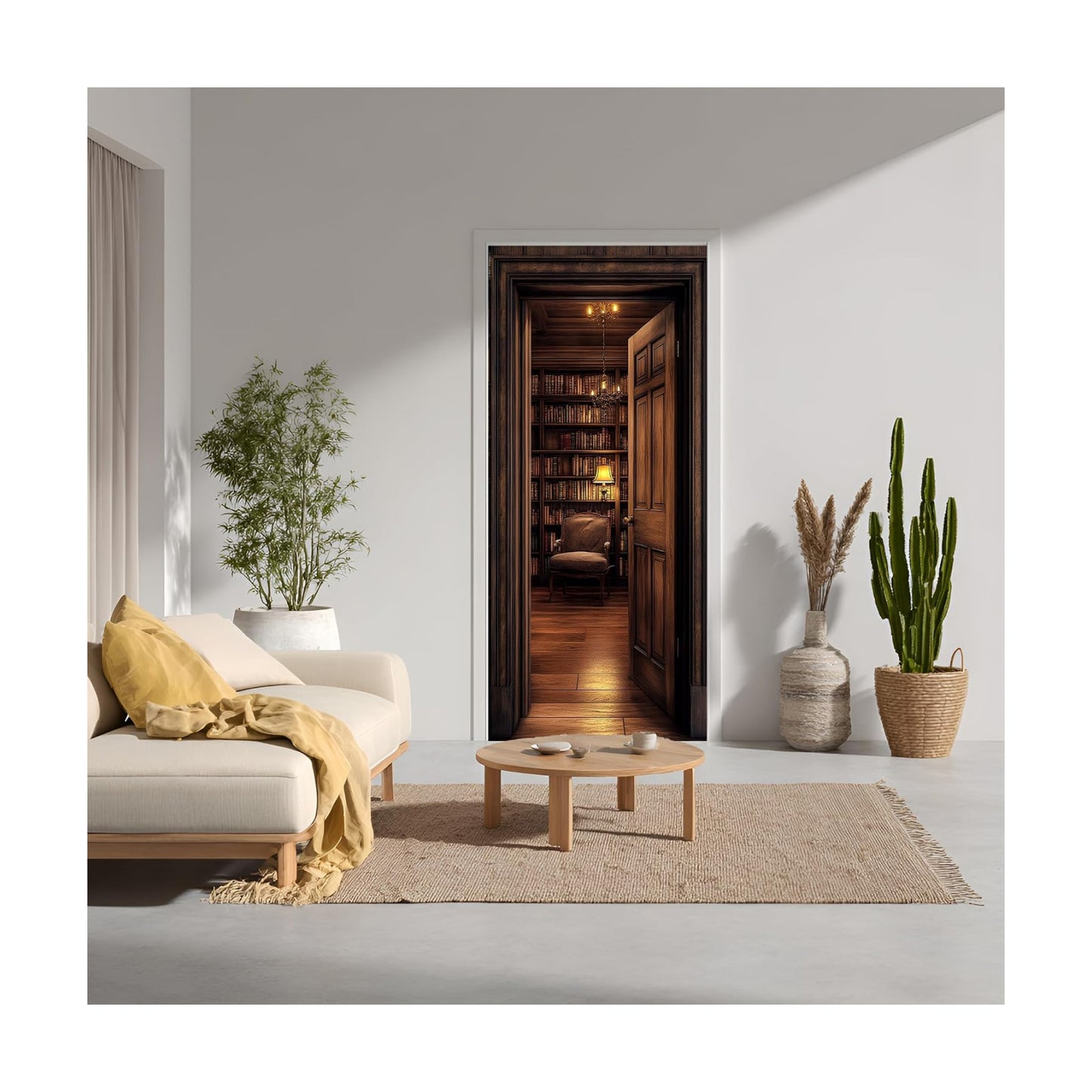 Vintage Library Fake Door Stickers-Peel and Stick Removable Wall / Study Room / 30.3 Inch / Set of 2