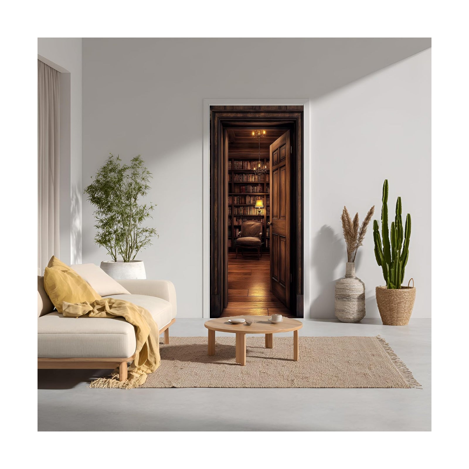 Vintage Library Fake Door Stickers-Peel and Stick Removable Wall / Study Room / 30.3 Inch / Set of 2