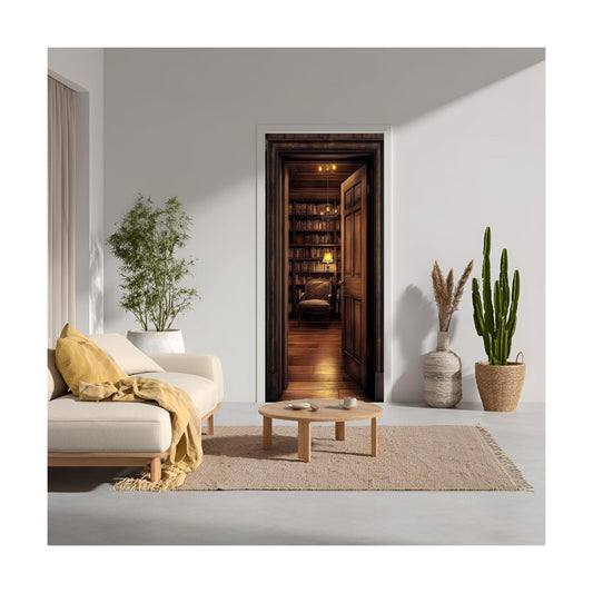 Vintage Library Fake Door Stickers-Peel and Stick Removable Wall / Study Room / 30.3 Inch / Set of 2