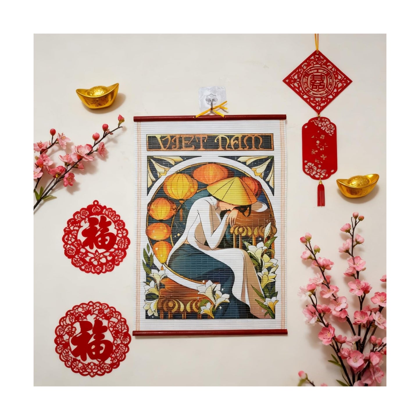 Faux Rattan Decorative Wall Art / Orange