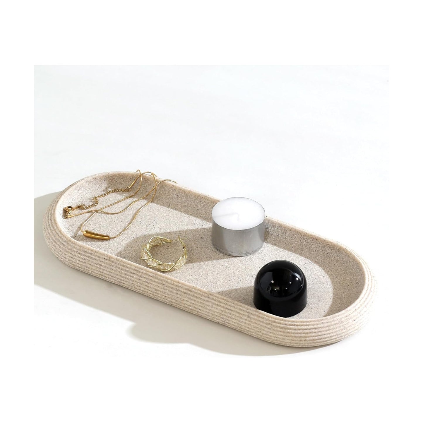 Jewelry Tray Bathtub / Beige / 10.2 x 4.4 x 0.8 / Oval
