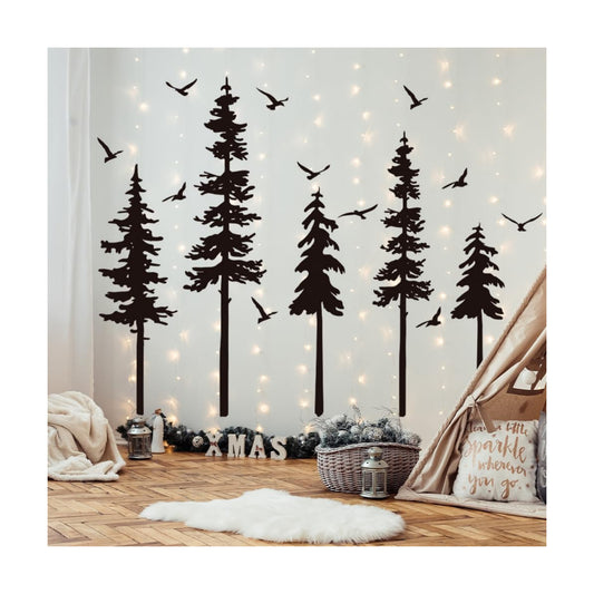 Large Pine Trees Wall Decals Forest Wall Stickers Christmas Decoration / Blcak Tree / Black