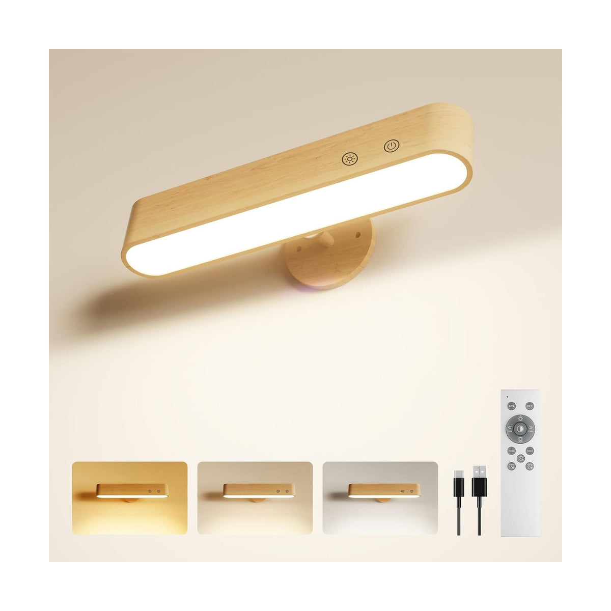 PopoIron 7500 mAh Rechargeable Wall Sconce, Battery Operated LED Wall Light for Bedroom with Remote Control & Touch