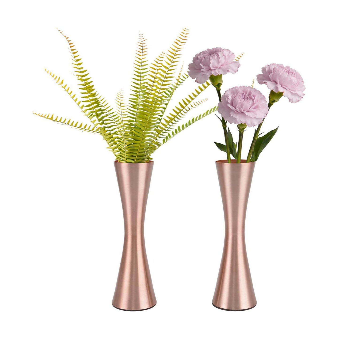 Vixdonos 6.7 inch Brass-Toned Metal Vase Small Flower Vase Set of 2 Modern Decorative Vase for Home Decor, Wedding or
