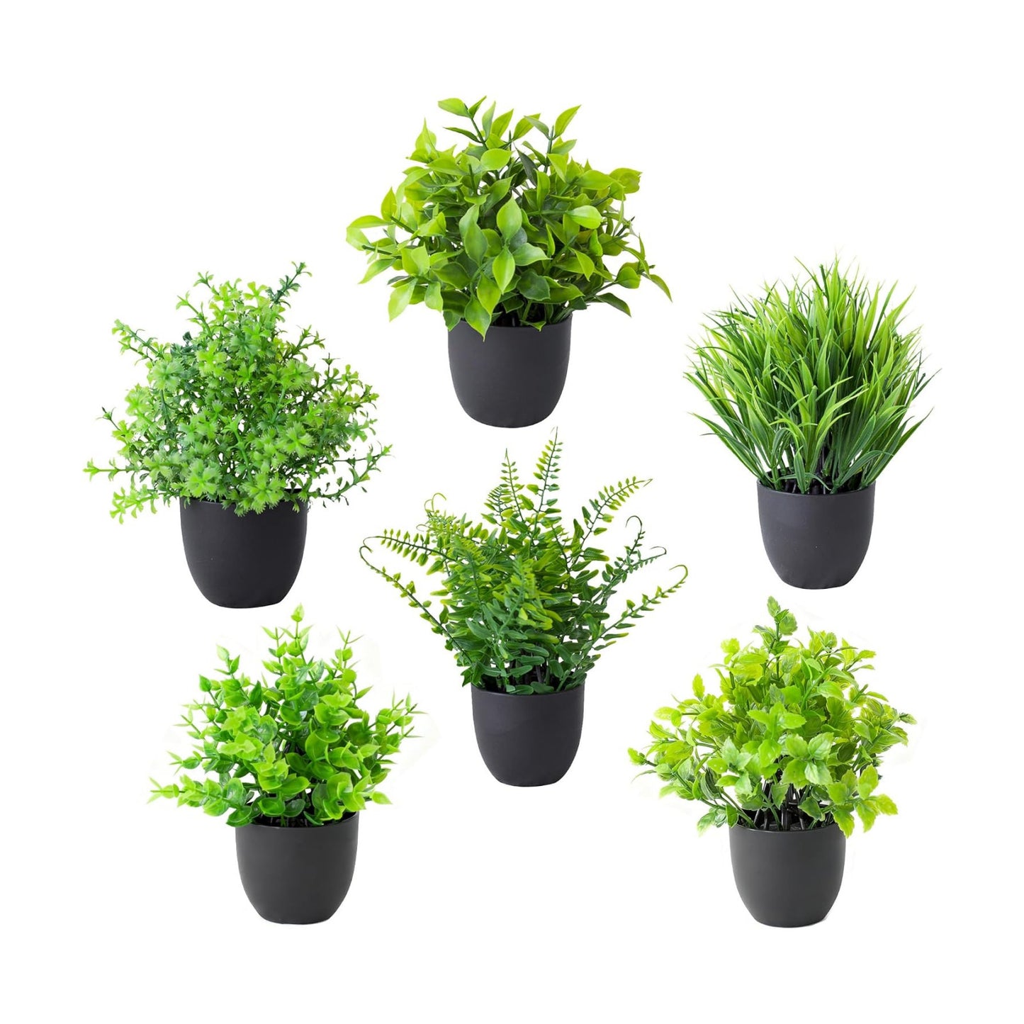 SENNI mini Artificial Simulation Plants and Plant Potted Plants Suitable / Green / Set of 6