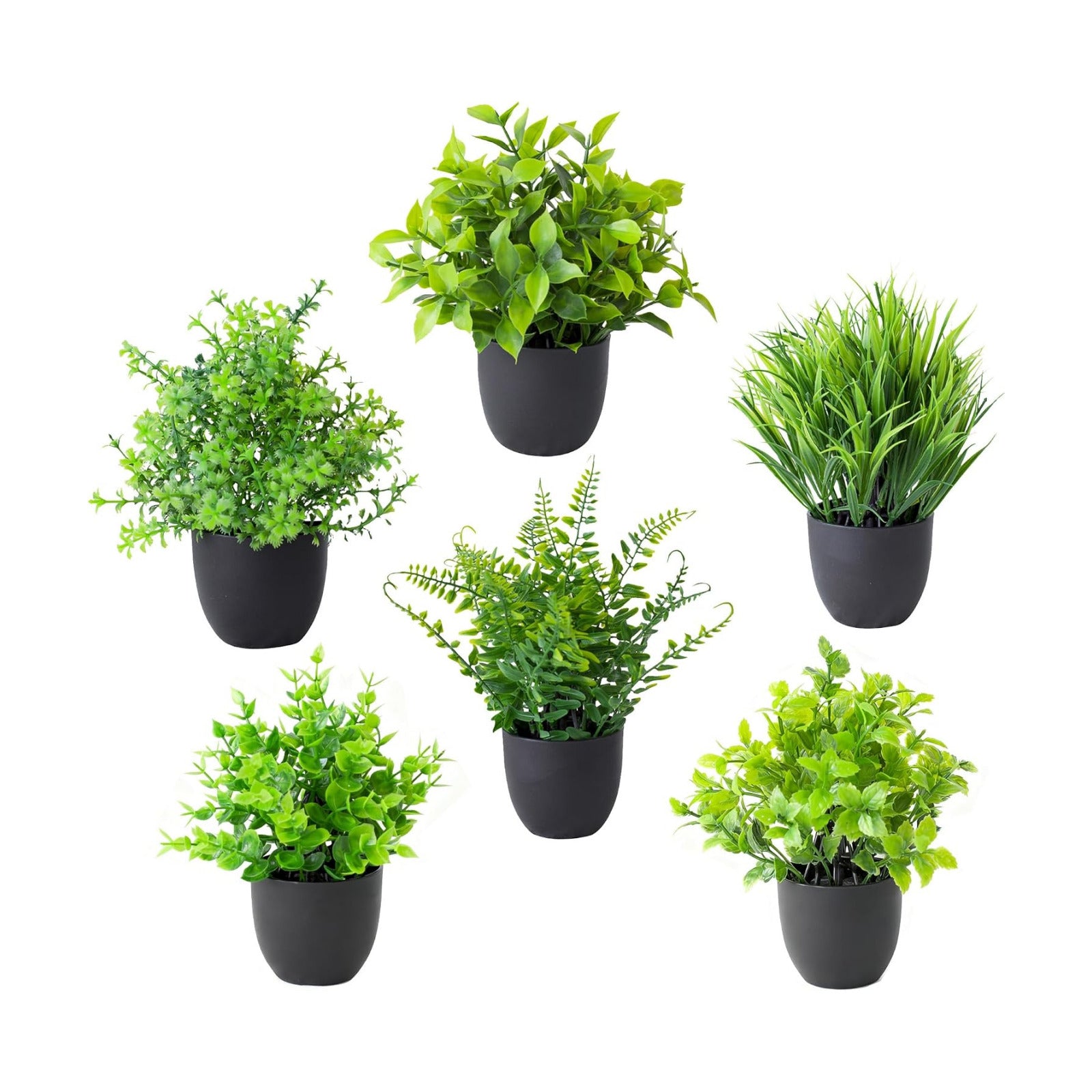 SENNI mini Artificial Simulation Plants and Plant Potted Plants Suitable / Green / Set of 6