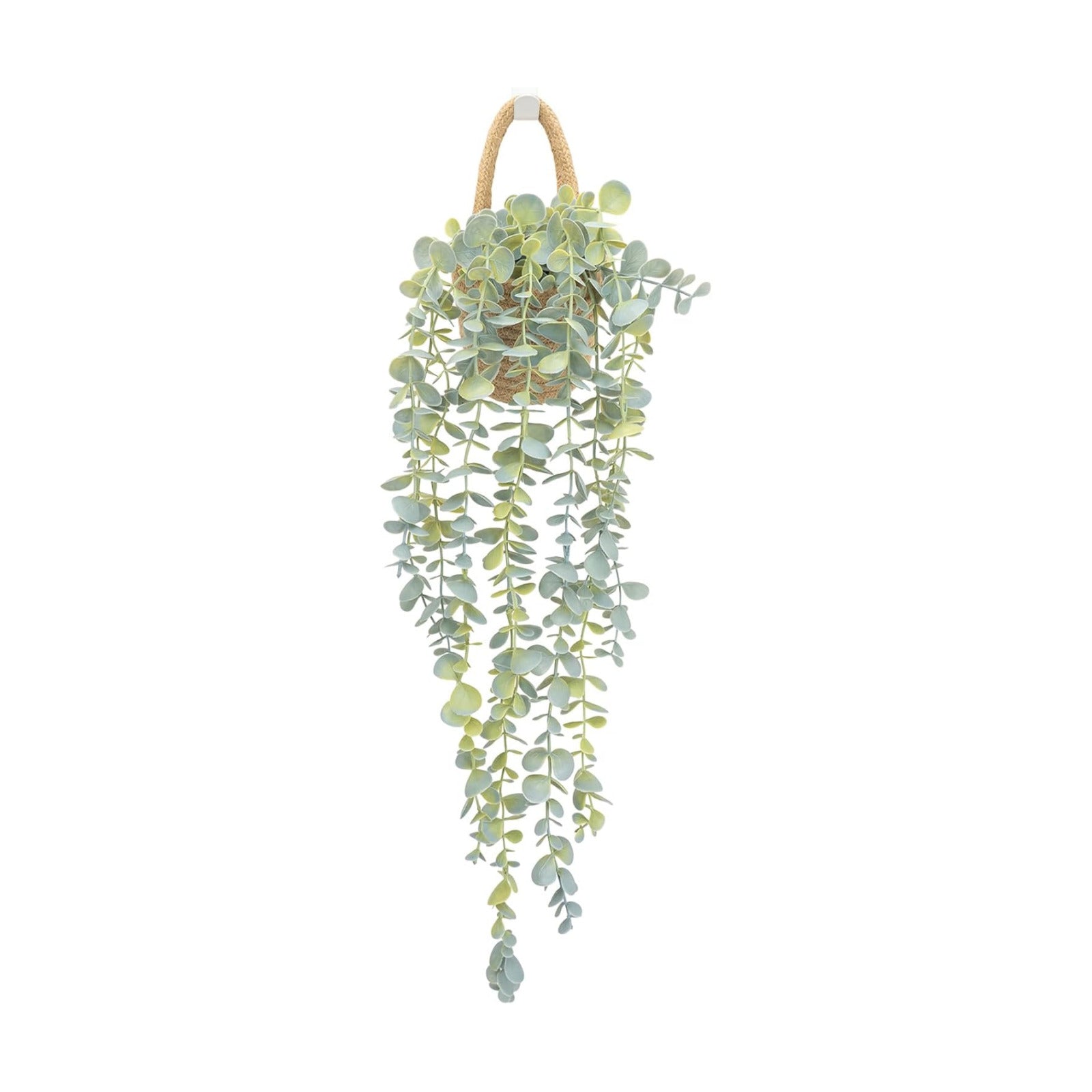 Eucalyptus Artificial Faux Plants in Wall Woven Planters / Jute Hanger / Black