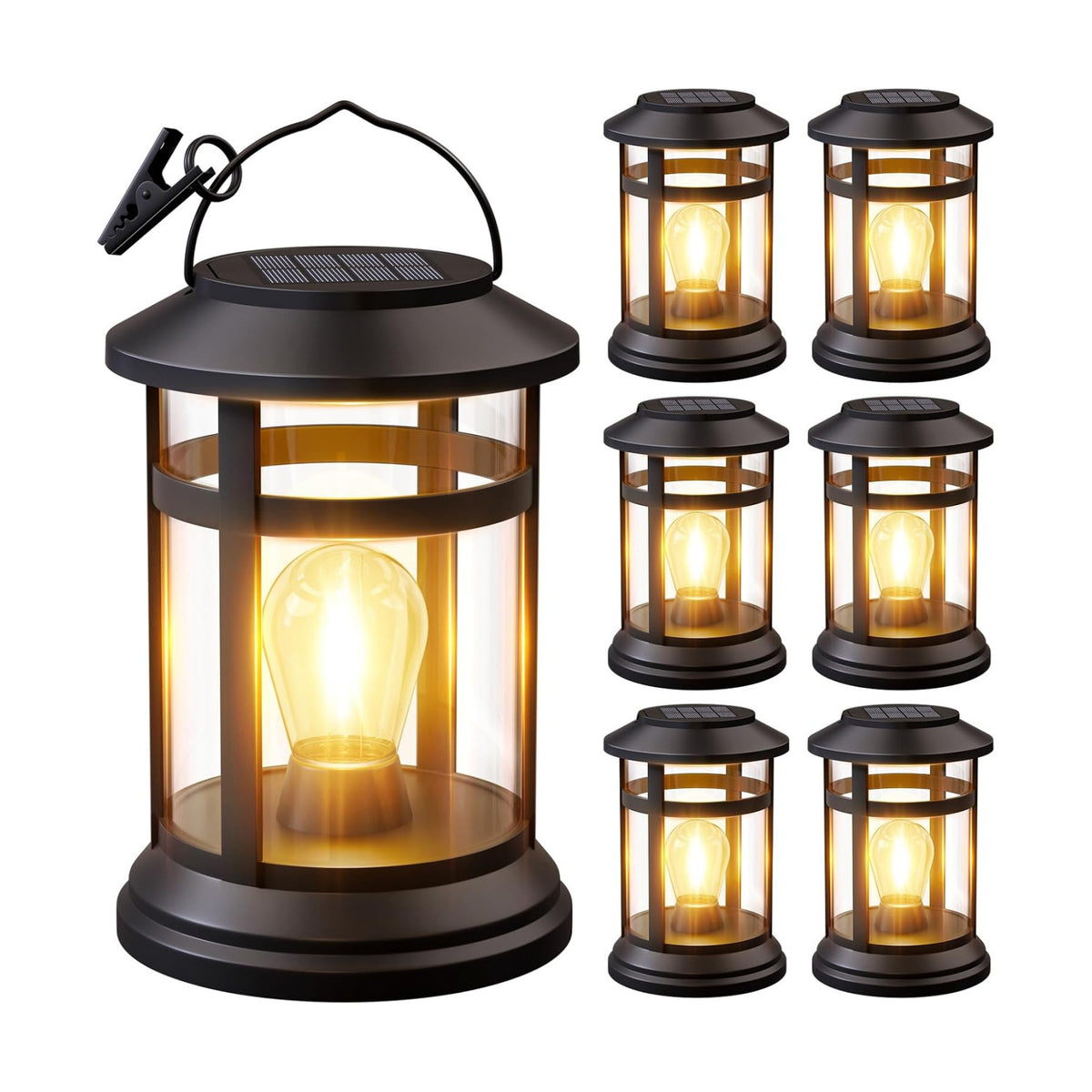 Solar Lanterns Outdoor Waterproof: 6 Pack Hanging Solar Lights for Porch | Solar Powered, 800 mAh Battery, Bright LED