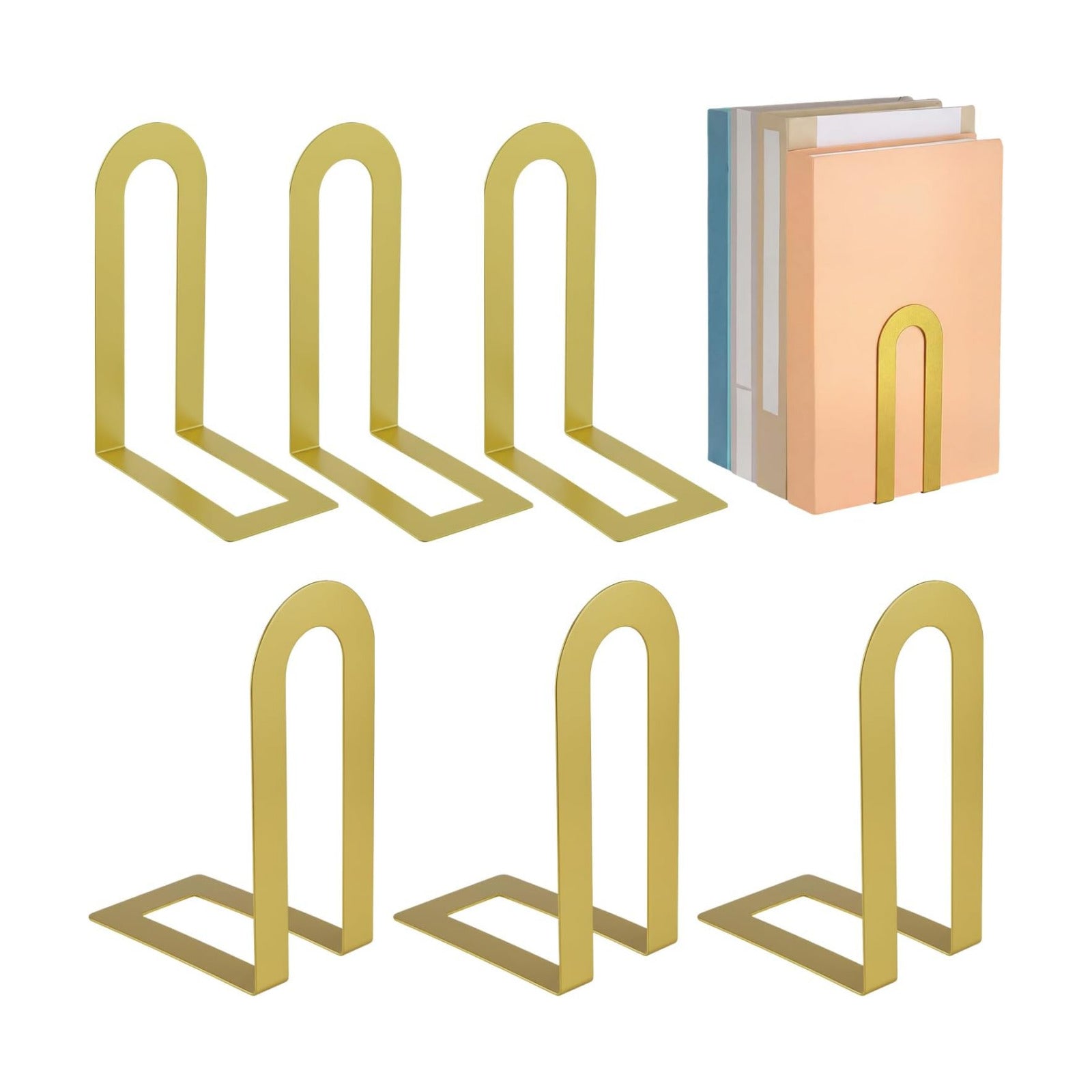 Book Ends / 5.5*3.75*2.25inch / Gold / Set of 6