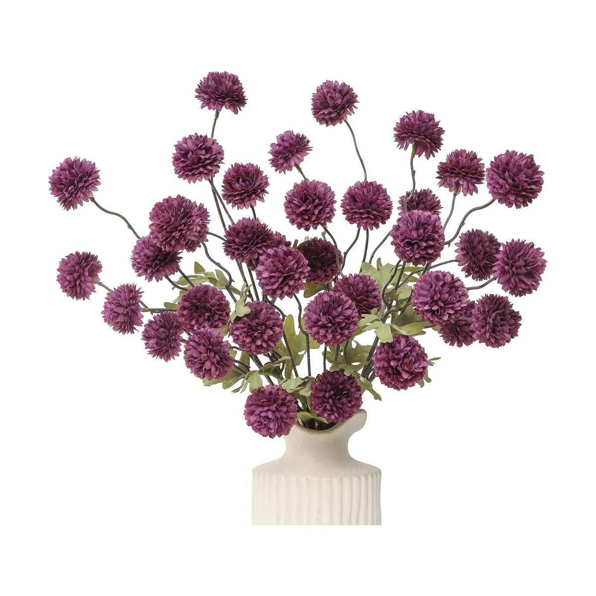 DuHouse 6pcs Artificial Flowers Faux Silk Pompon Mum Chrysanthemum Ball