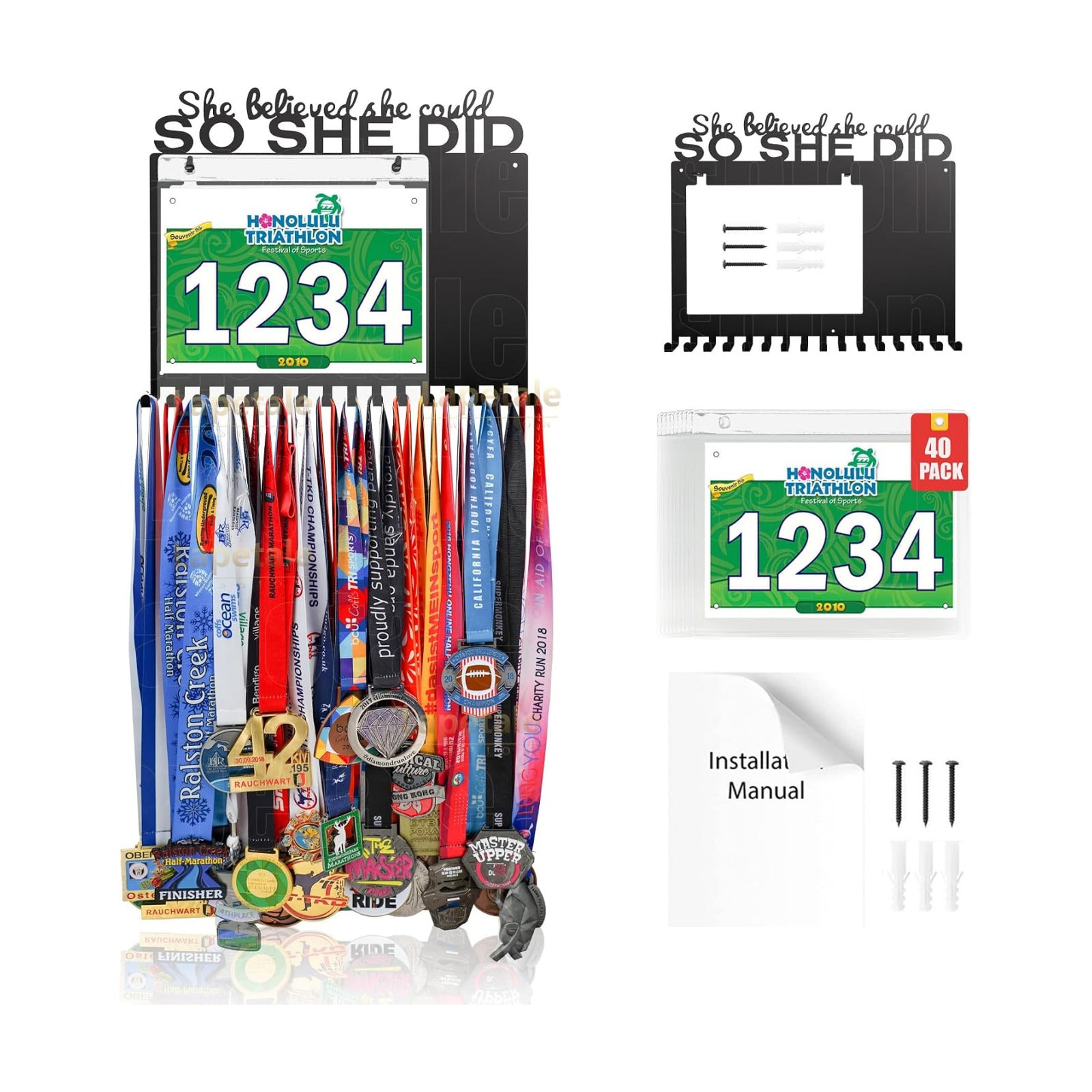 She Believed She Could SO SHE DID Race Medal Holder Wall Hanger,Marathon Medal Display and Runner Medal Hanger