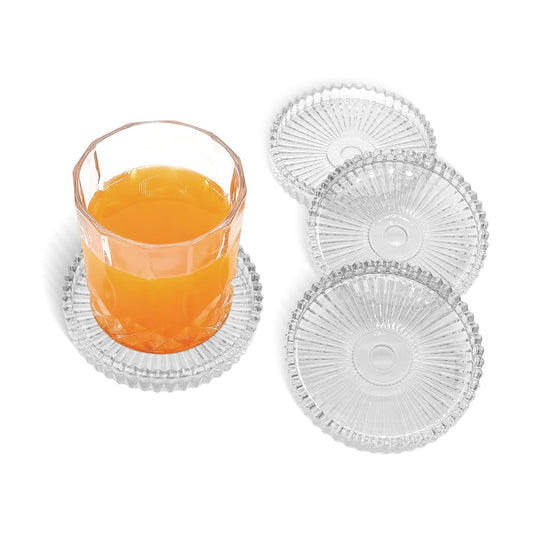 Round Modern Coasters / Clear / 4 Inch / Set of 4