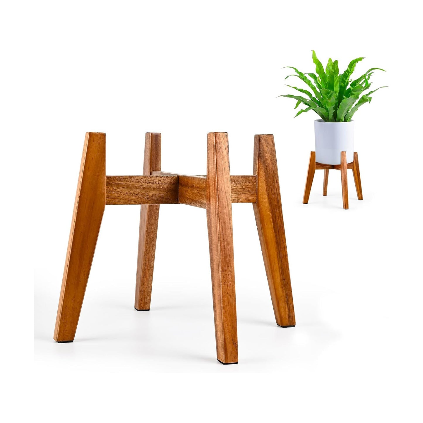 Wooden Plant Stand Indoor, Acacia Wood Mid Century Planter Stand, 9 Inch | Premium acacia wood plant stand holds up to