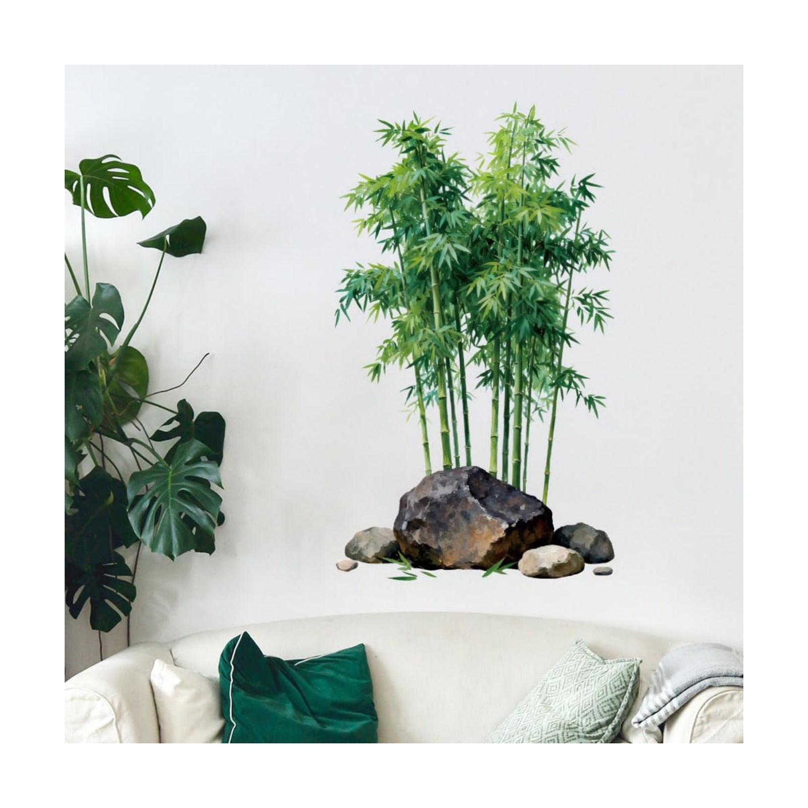 Wall Stickers Decals Decor Removable Peel and Stick / Bamboo and Stone / 15 x 23.6