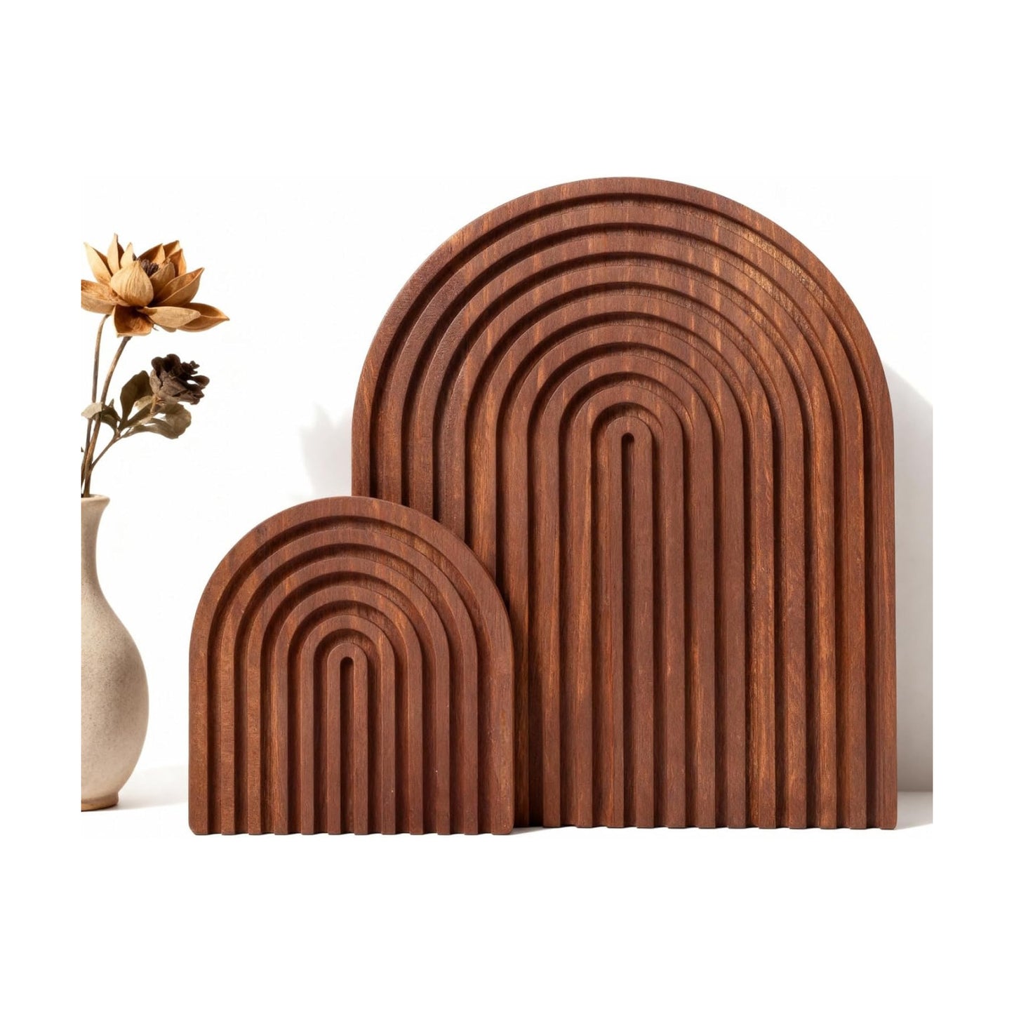 Dark Wood Arch Decor / Brown / Set of 2