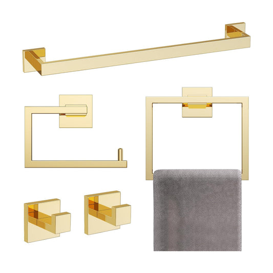 YACVCL 5-Piece Bathroom Hardware Accessories Set 23.6 inch Towel Bar Set Modern Towel Rack Set Stainless Steel Wall