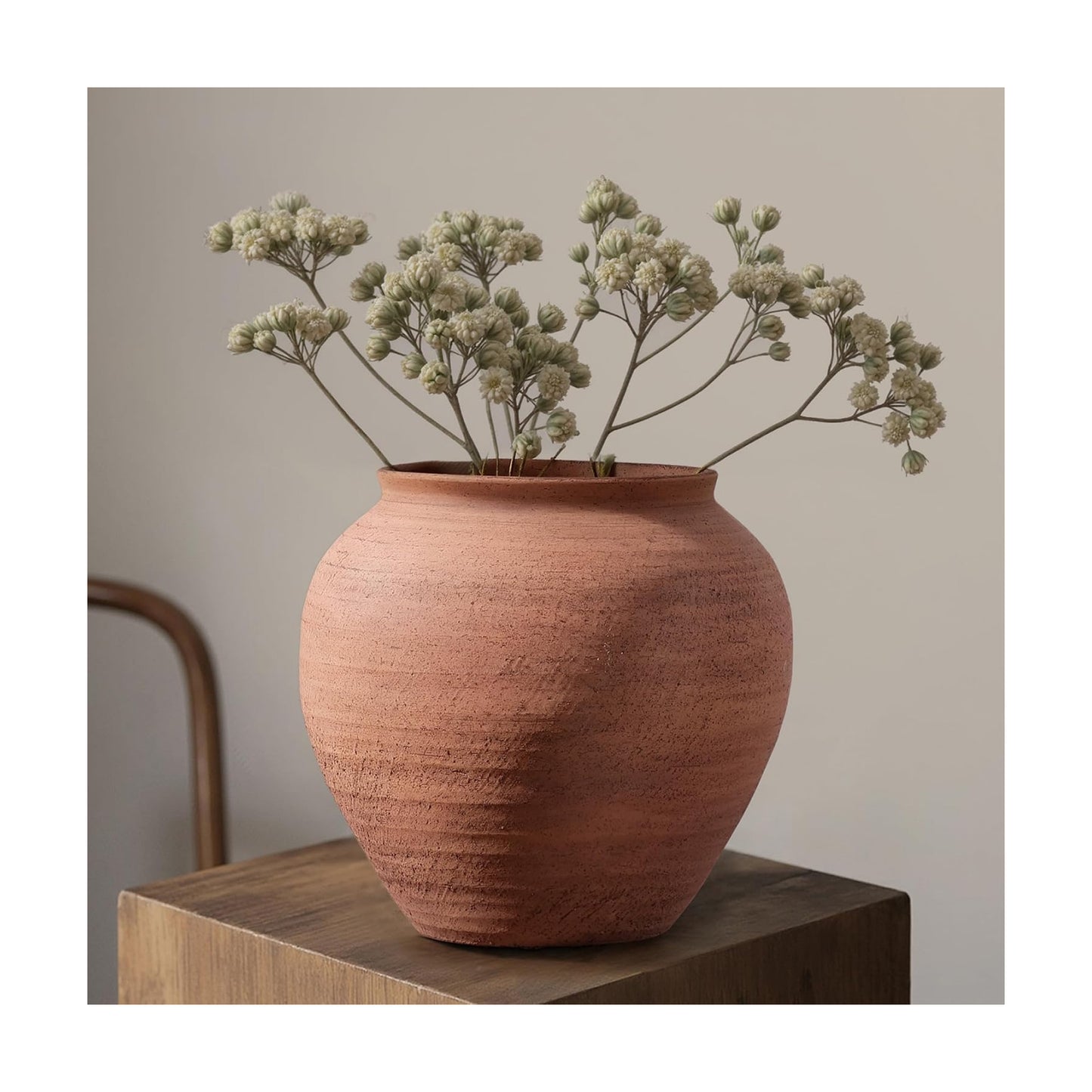 Ceramic Vase / 6.7" Wabi-Sabi Clay Flower Vase / Rustic Terracotta