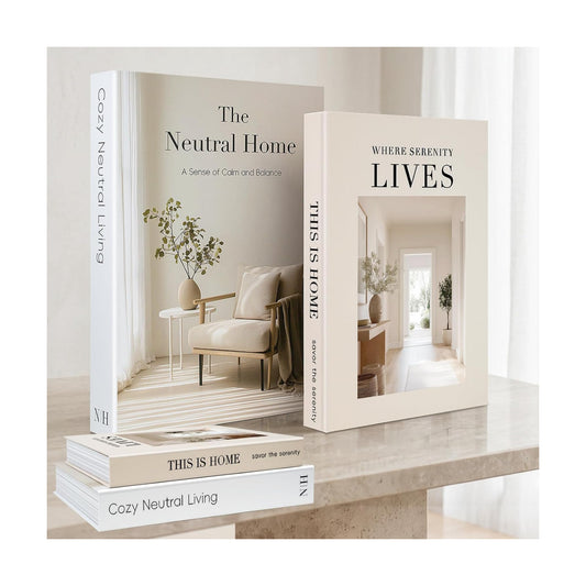 Coffee Table Book / Beige-white / Set of 2