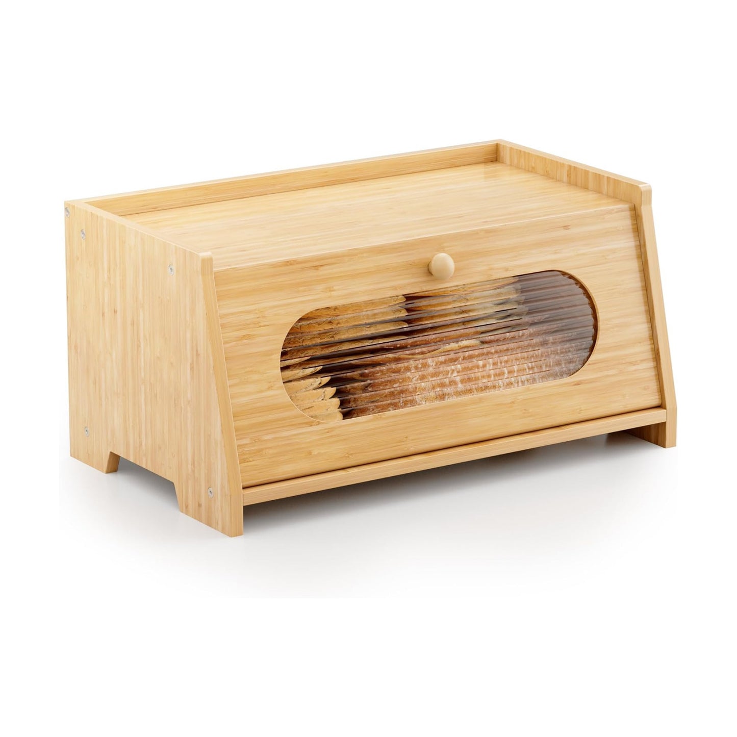 Bamboo Bread Box for Kitchen Countertop,Large Capacity Kitchen Countertop Organizer,Bread Storage with Acrylic Window
