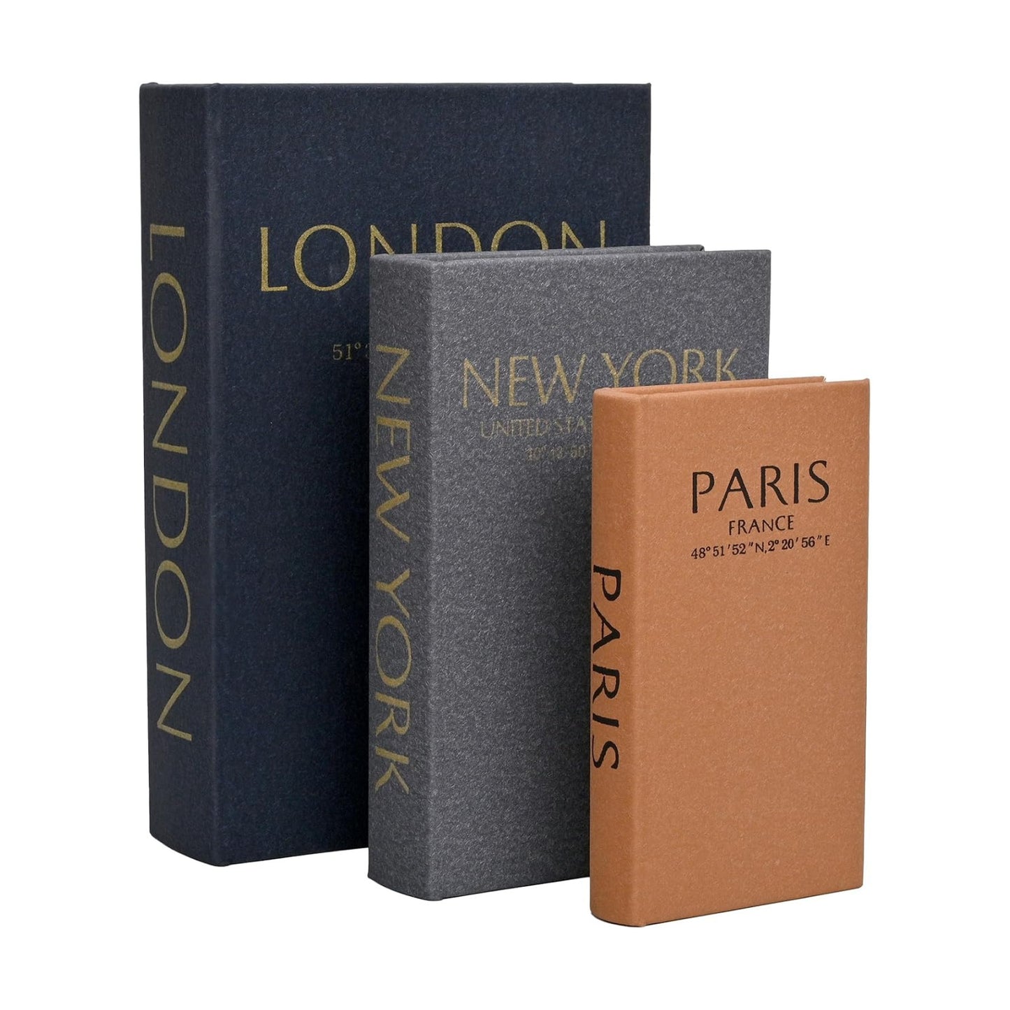 Faux Book Decor / Navy, Grey & Tan / Set of 13