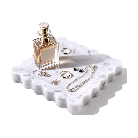 Scalloped Tray / Stone Tray / Square / Natural