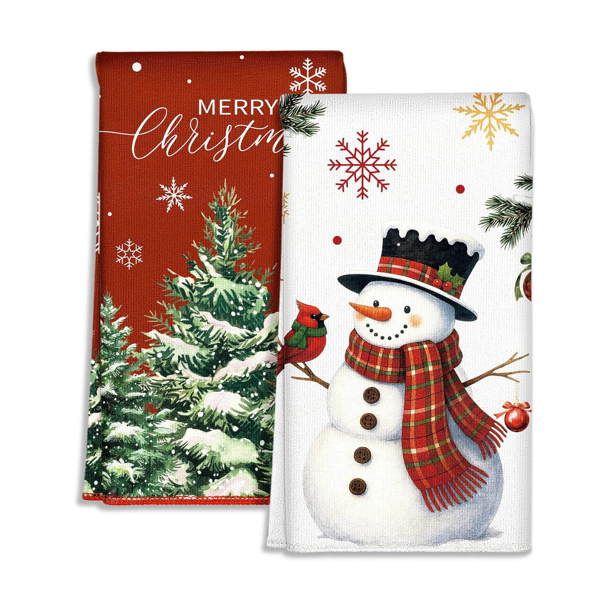 Miss Adola Christmas Microfiber Kitchen Towels Set of 2, Snowman