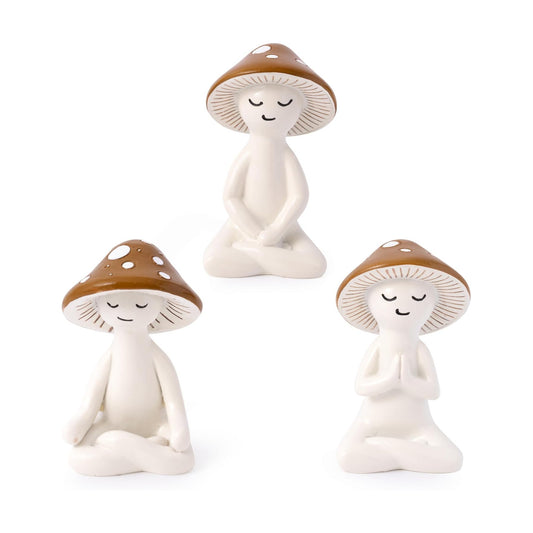 Meditation Mushroom Resin Statue / Set of 3