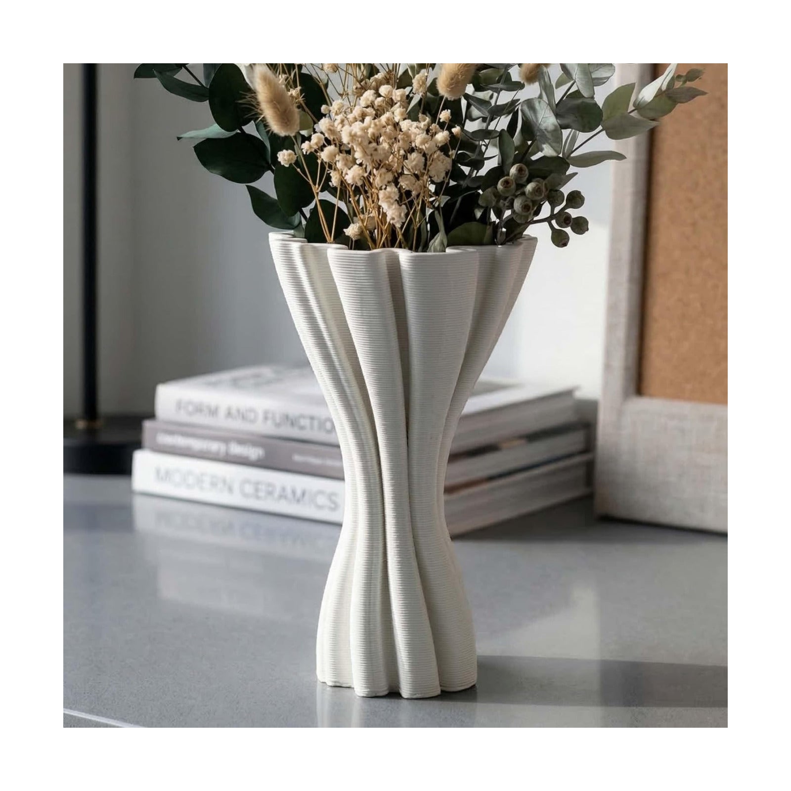 Minimalist White Ceramic Vase / White-a, 7.87 Inch