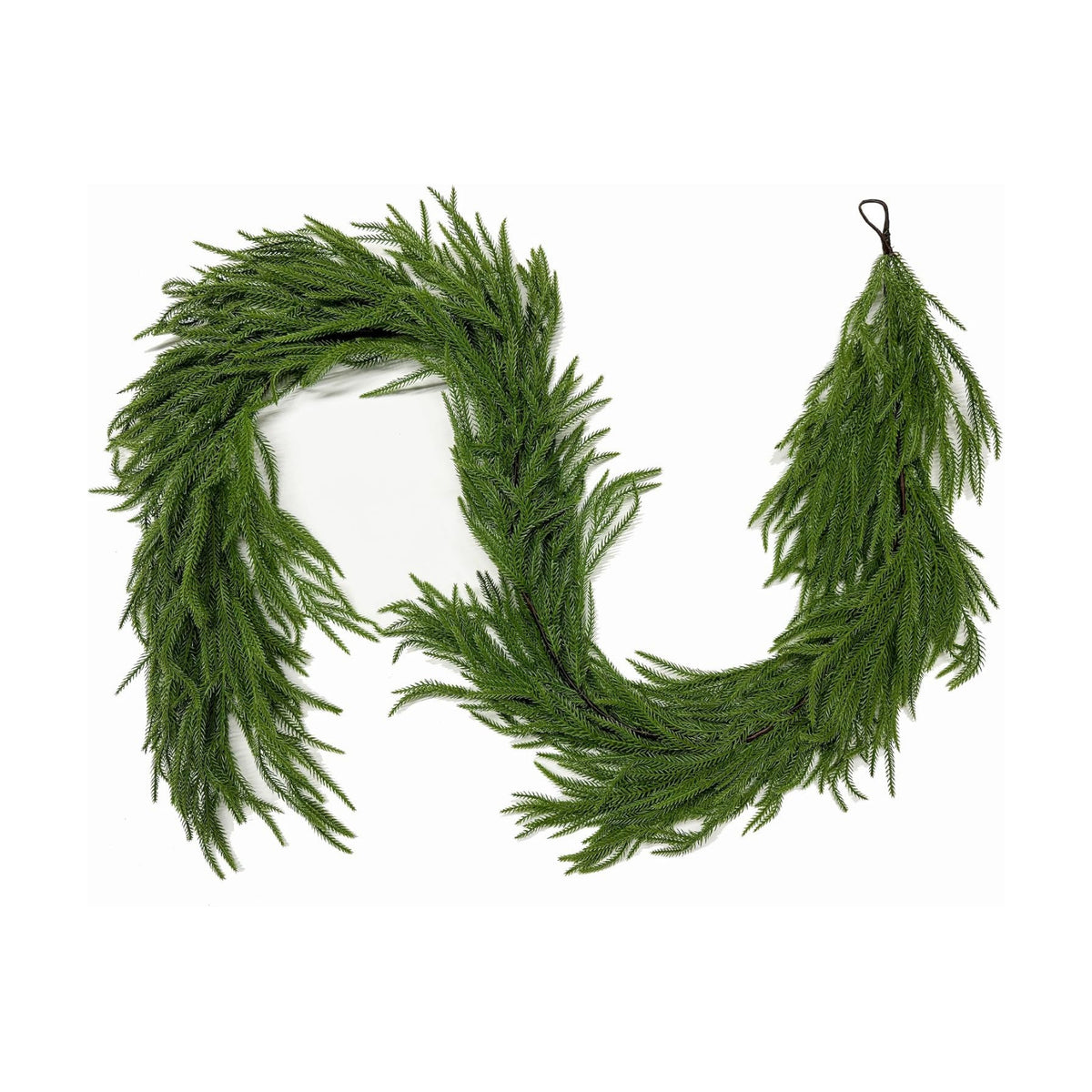 15FT Christmas Norfolk Pine Garland Real Touch for Mantle Decoration | Artificial Realistic Winter Greenery Garland for