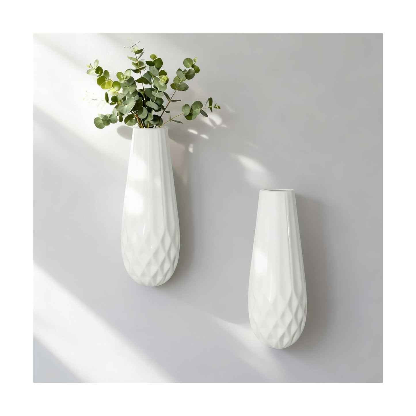 Artistic Wall Ceramic Vase / Medium / White / Set of 2