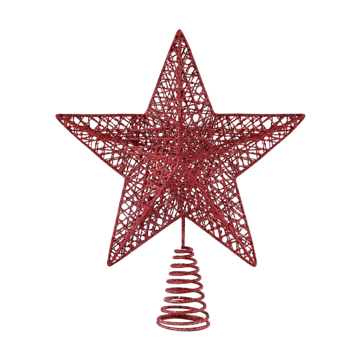 Christmas Tree Toppers Glitter Red Star for Christmas Tree Decoration