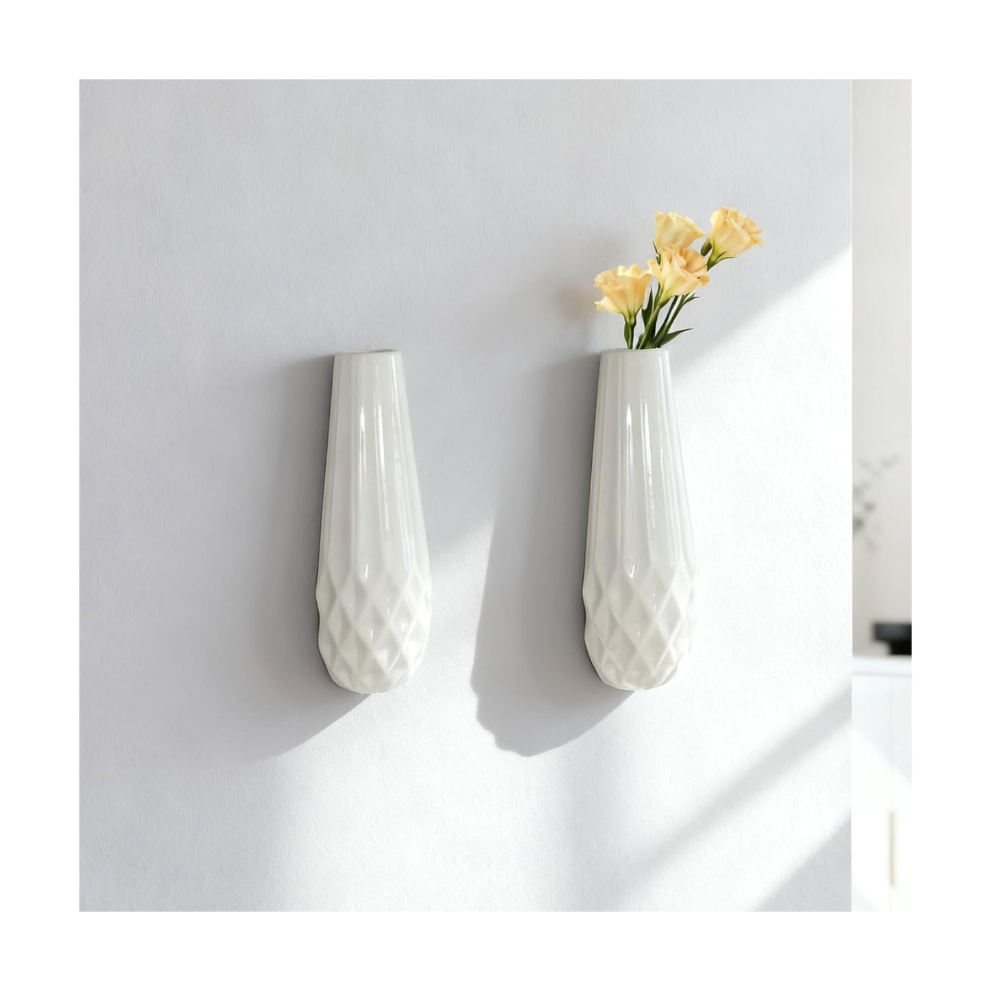 Artistic Wall Ceramic Vase / Small / White / Set of 2