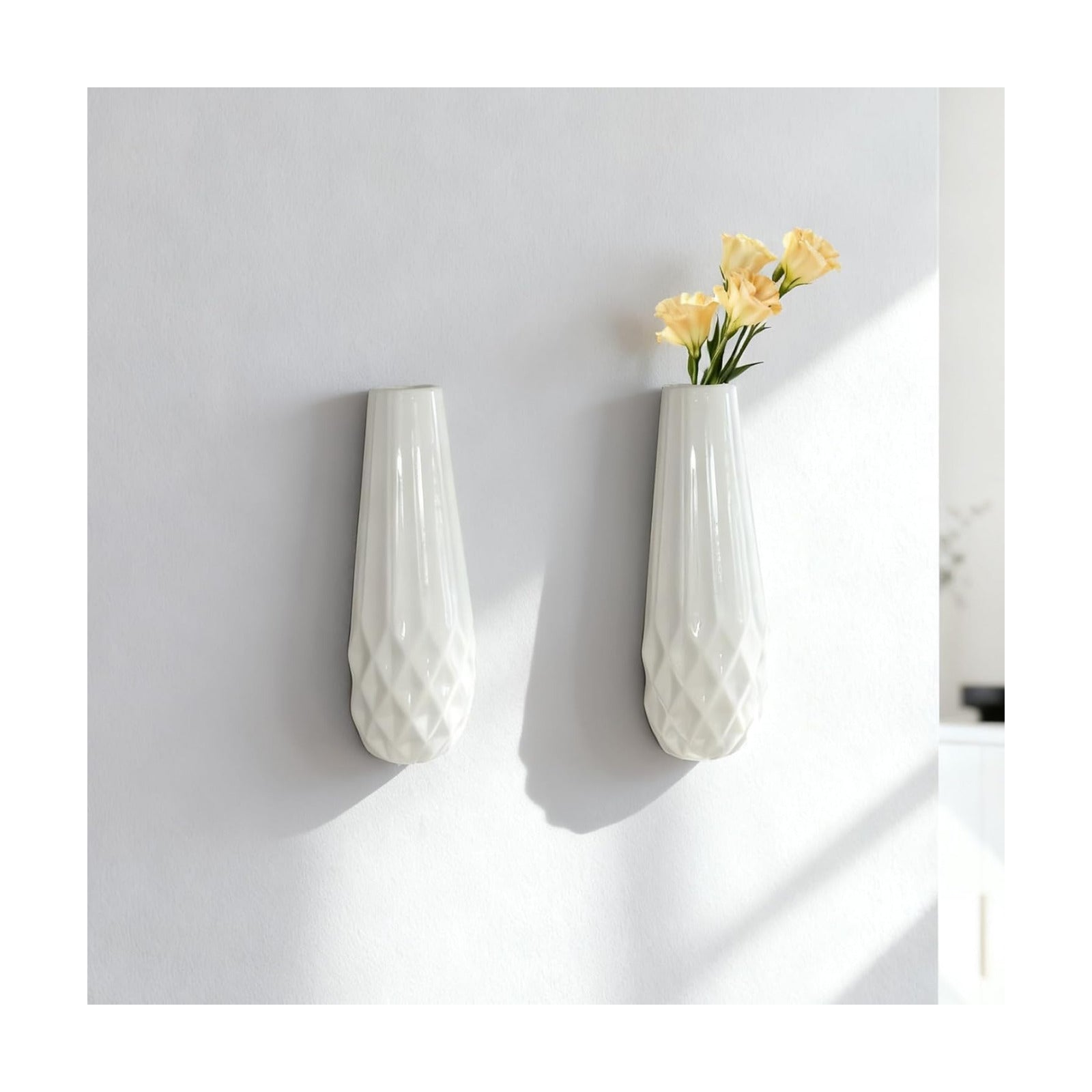Artistic Wall Ceramic Vase / Small / White / Set of 2