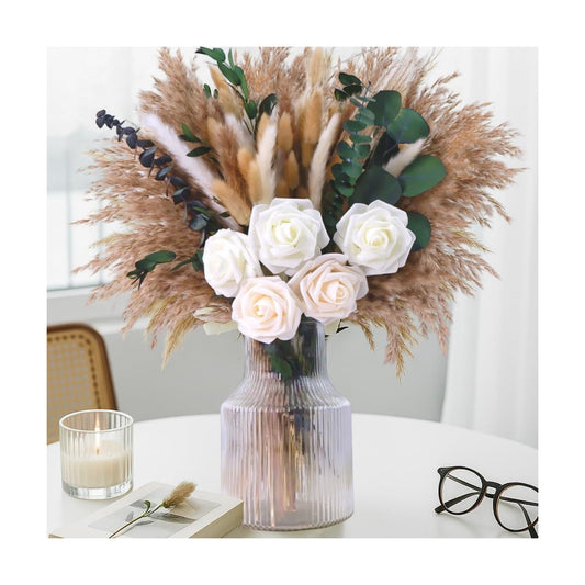 17" Boho Mixed Dried Flower Bouquet for Vase / Natural / Set of 120