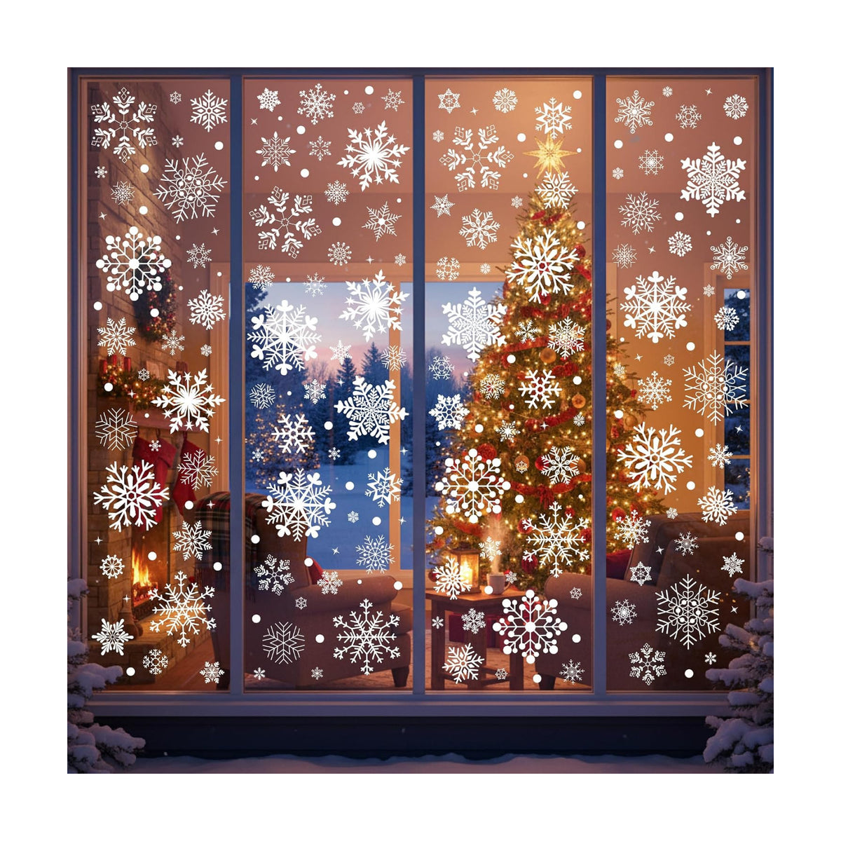 Snowflake Window Clings, Christmas Winter Window Decor