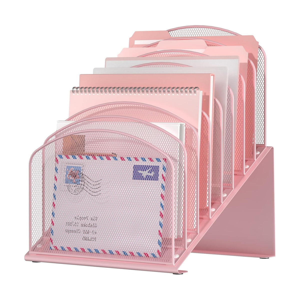 Inclined Desk File Organizer, 8-Section Upright Desk Organizer Standing File Sorter for Office Classroom Desktop