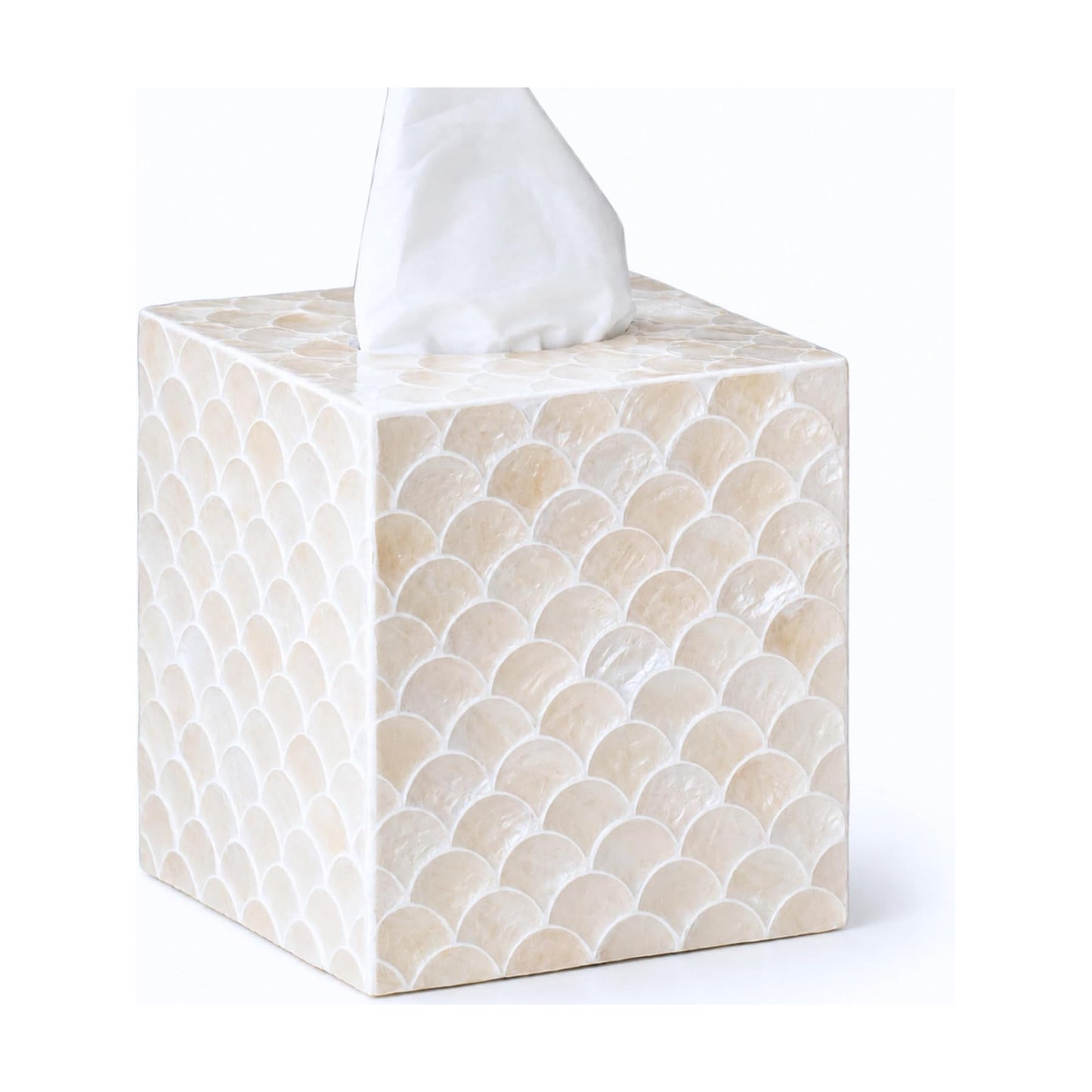 Square Decorative Holder / 5.9" Capiz Shell Tissue Box Cover for Kleenex and More